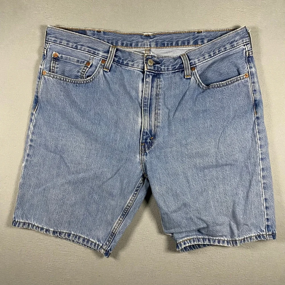 Levis 505 Regular Fit Denim Shorts Mens 40 Blue Mid Wash Cotton Jean Shorts‎